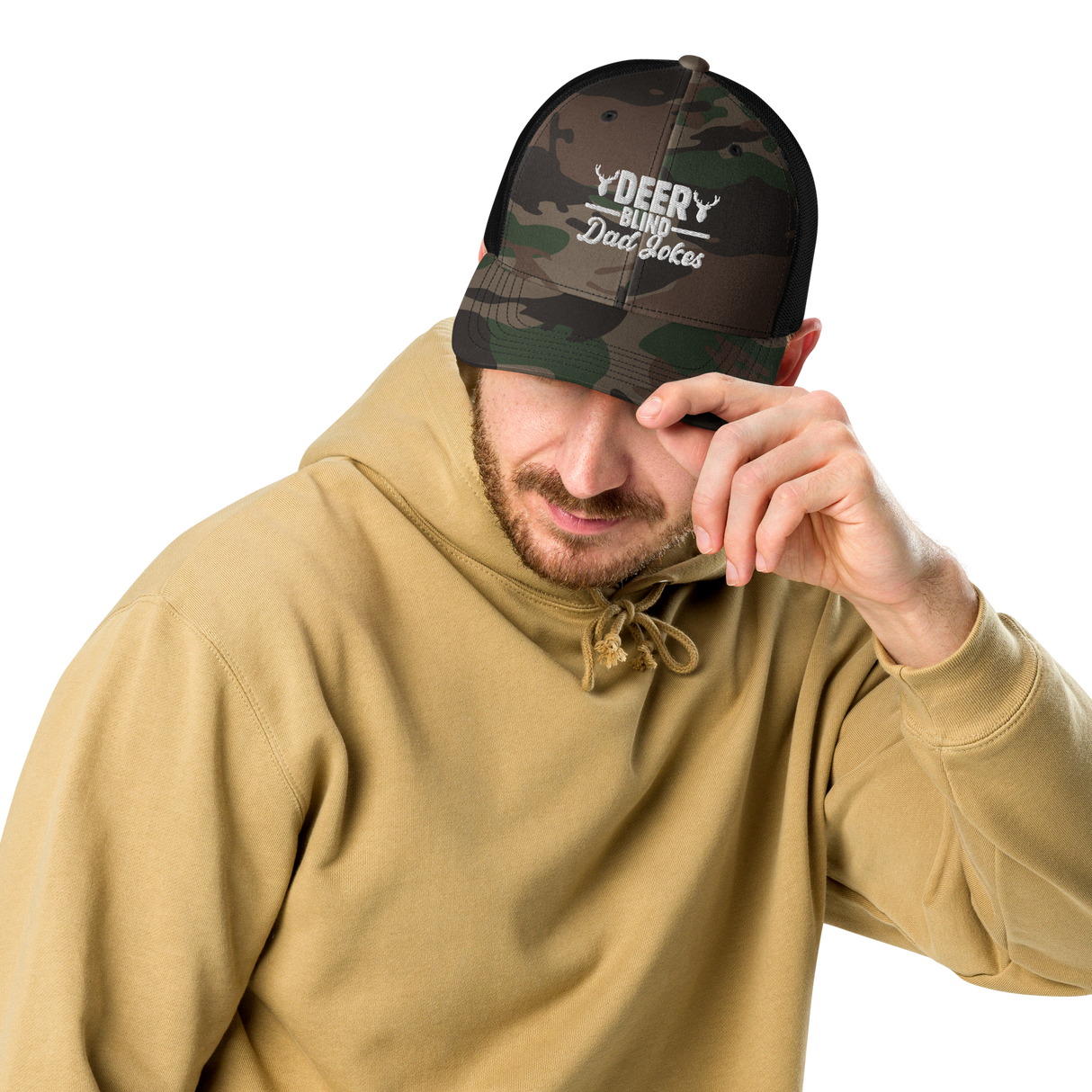 Icey-Tek Deer Blind Dad Joke Camouflage Trucker Hat