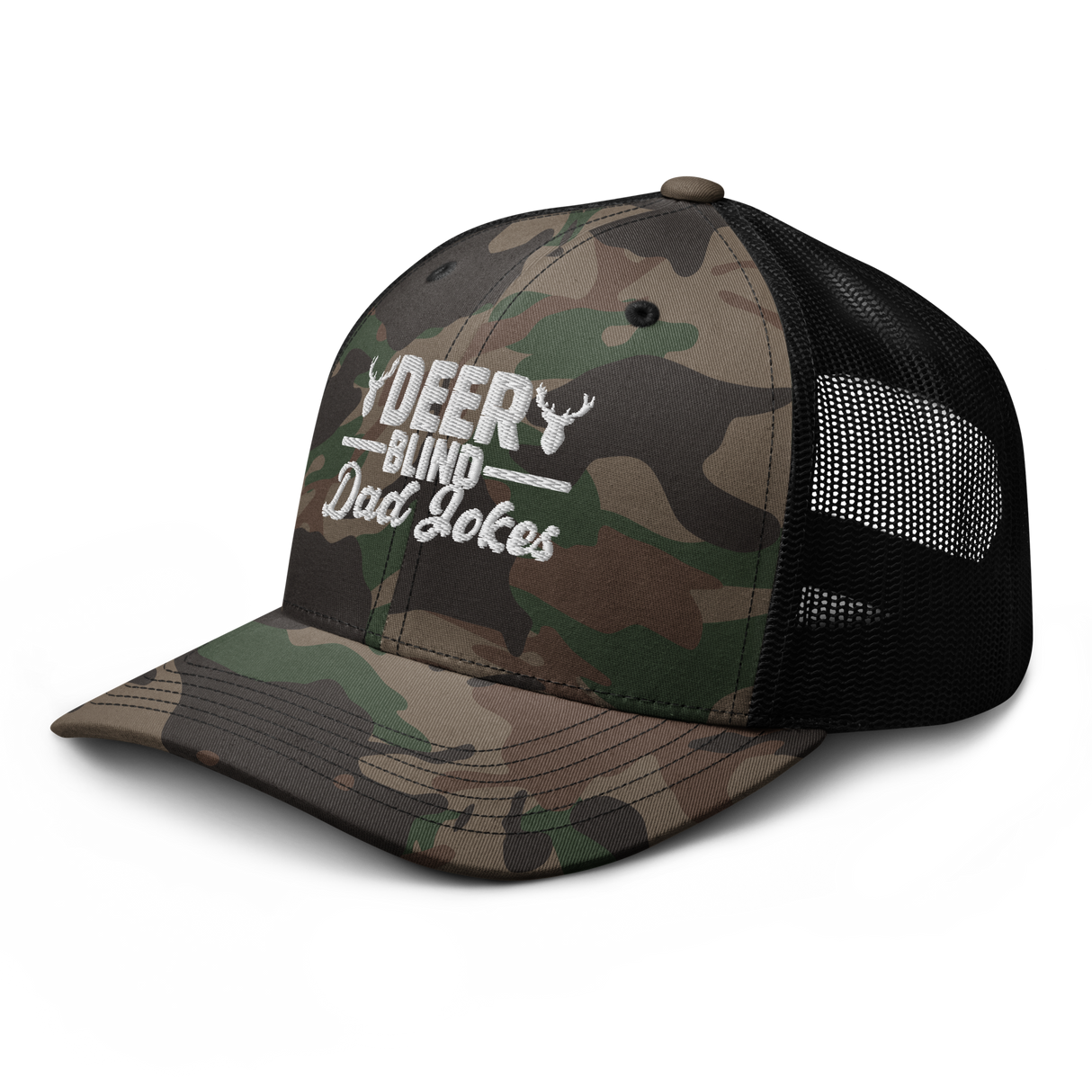 Icey-Tek Deer Blind Dad Joke Camouflage Trucker Hat