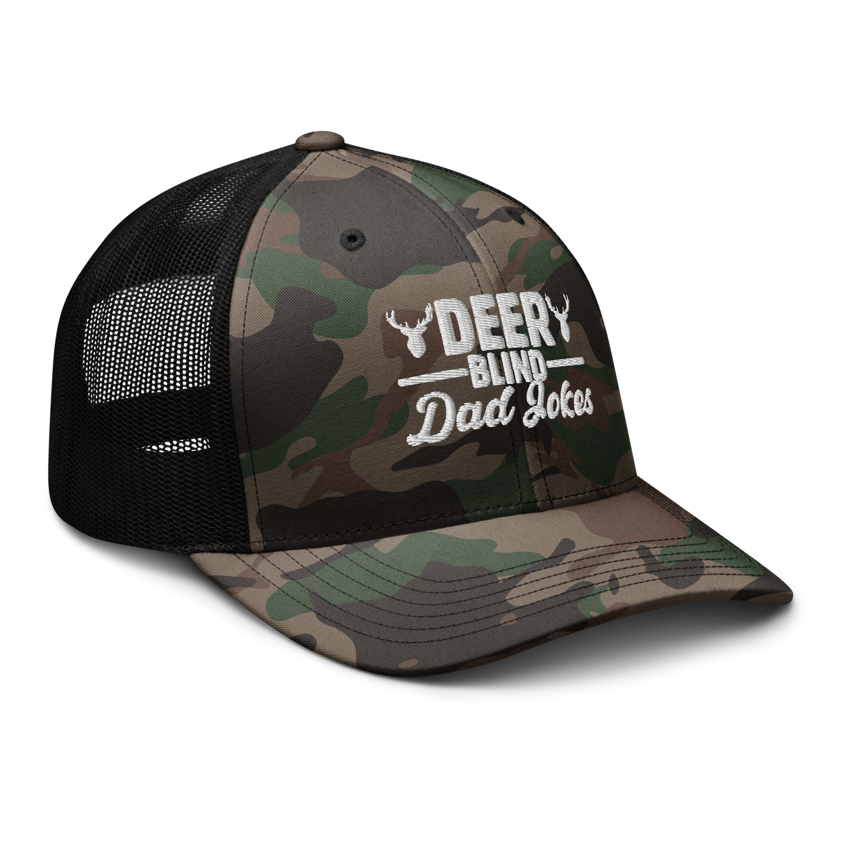 Icey-Tek Deer Blind Dad Joke Camouflage Trucker Hat