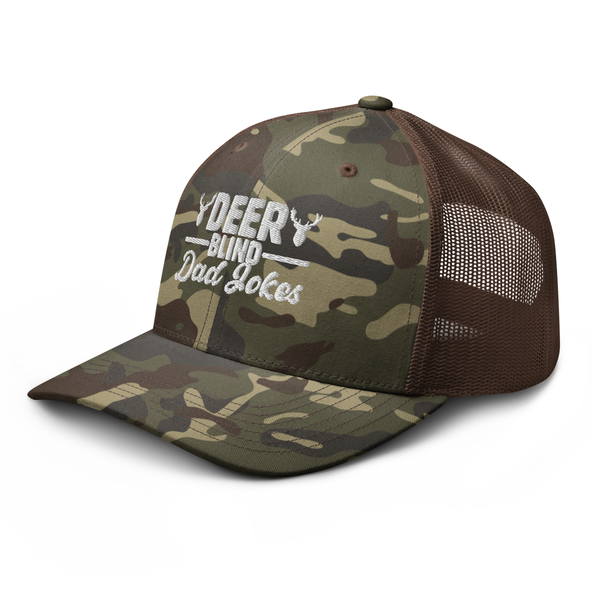 Icey-Tek Deer Blind Dad Joke Camouflage Trucker Hat