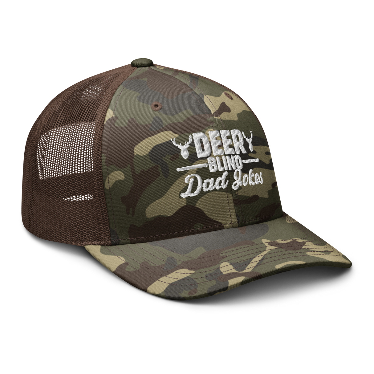 Icey-Tek Deer Blind Dad Joke Camouflage Trucker Hat