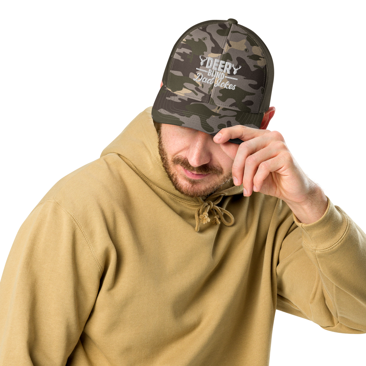 Icey-Tek Deer Blind Dad Joke Camouflage Trucker Hat