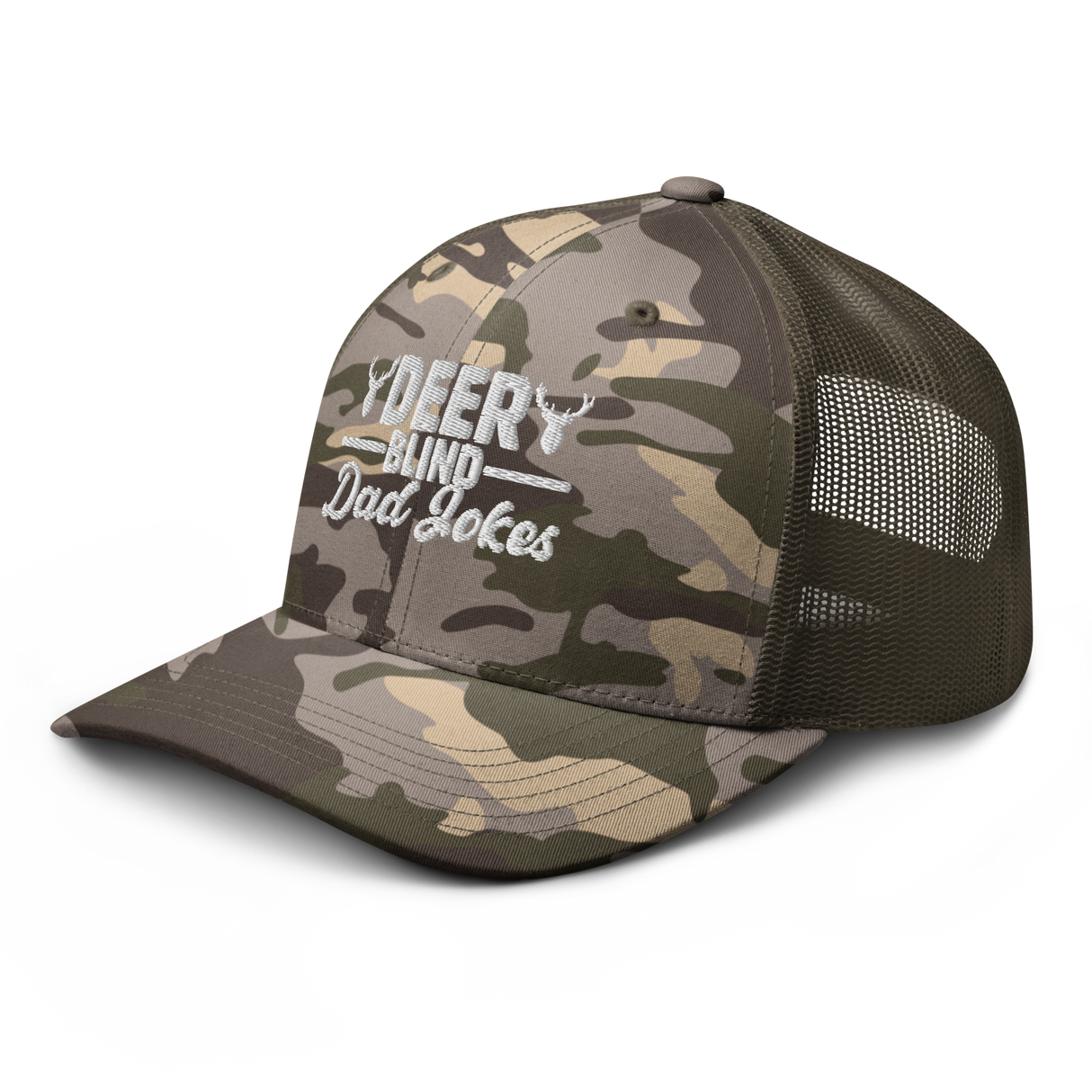 Icey-Tek Deer Blind Dad Joke Camouflage Trucker Hat