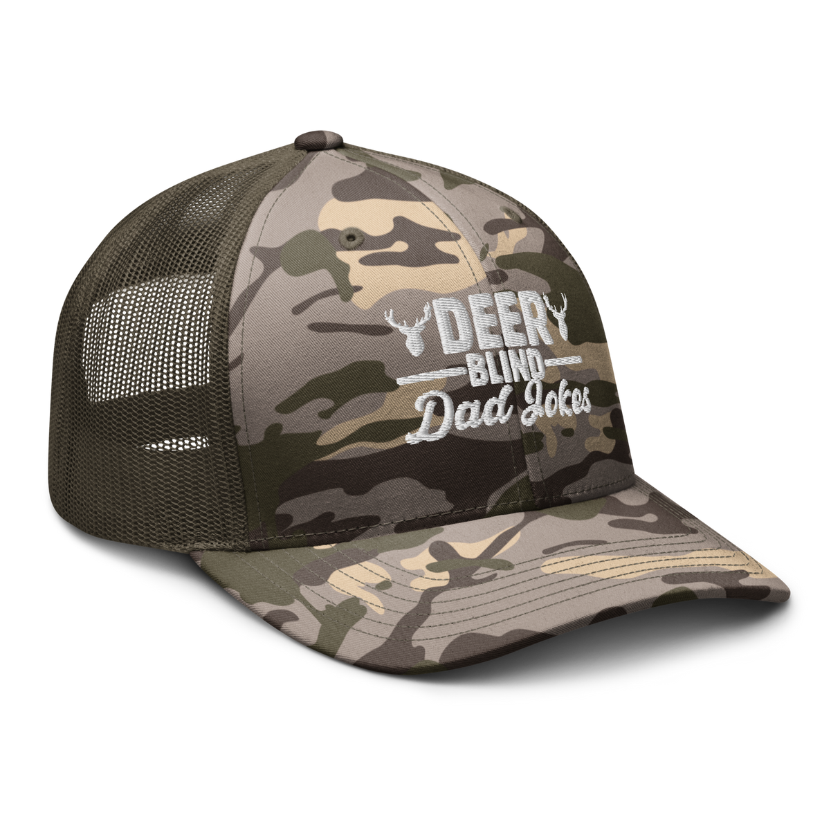 Icey-Tek Deer Blind Dad Joke Camouflage Trucker Hat