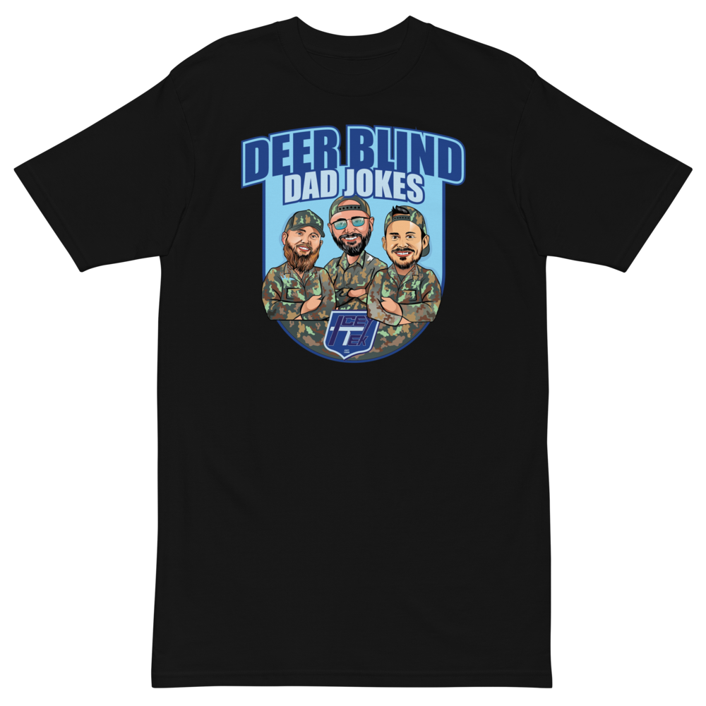 Icey-Tek Deer Blind Dad Jokes Men’s premium Heavyweight Tee