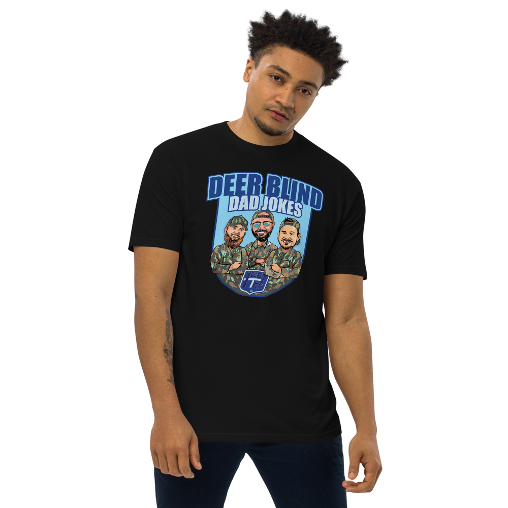 Icey-Tek Deer Blind Dad Jokes Men’s premium Heavyweight Tee