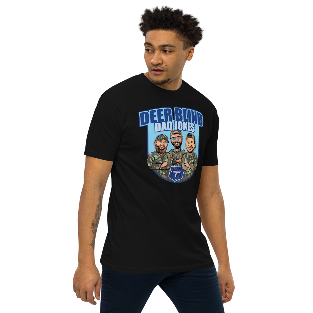 Icey-Tek Deer Blind Dad Jokes Men’s premium Heavyweight Tee