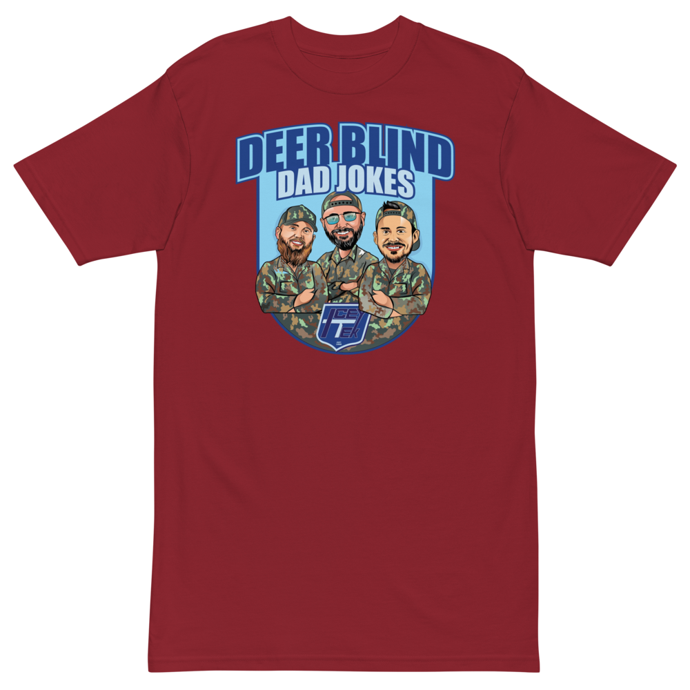 Icey-Tek Deer Blind Dad Jokes Men’s premium Heavyweight Tee