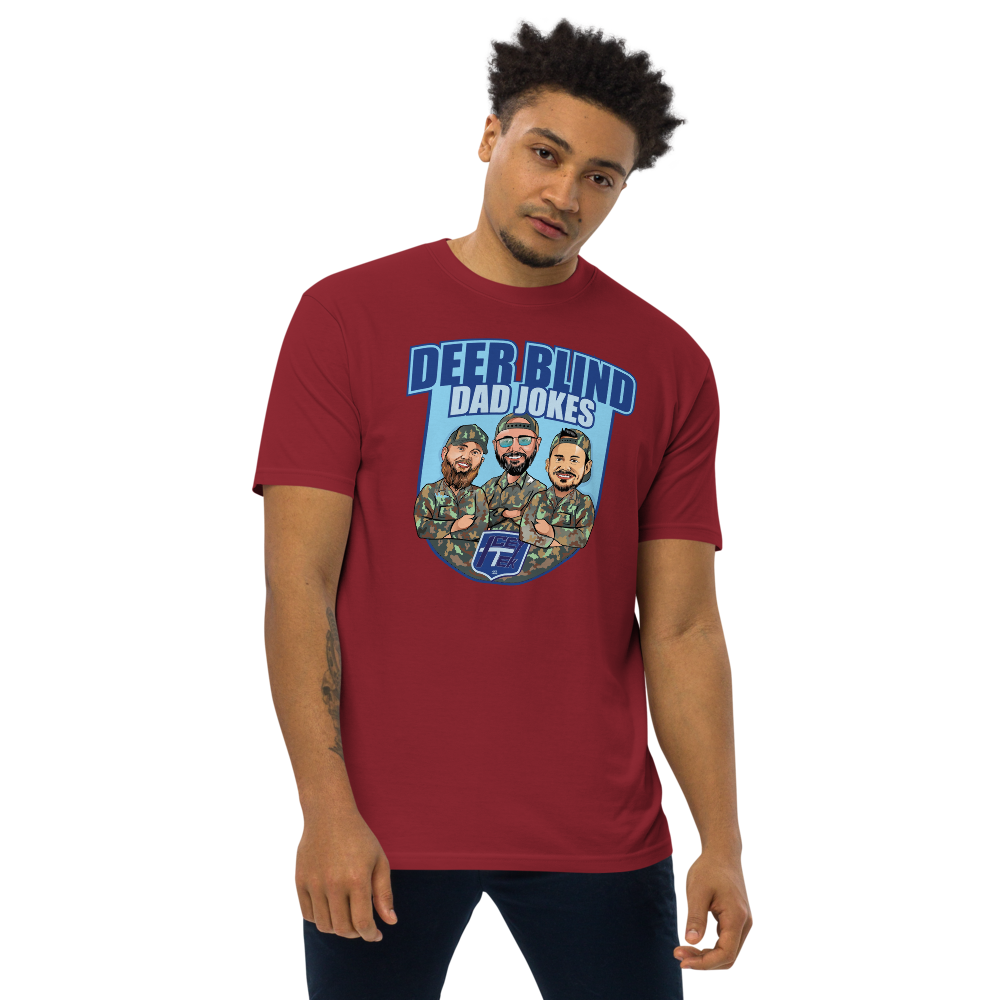 Icey-Tek Deer Blind Dad Jokes Men’s premium Heavyweight Tee