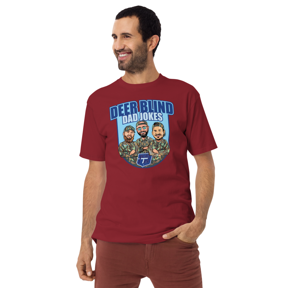 Icey-Tek Deer Blind Dad Jokes Men’s premium Heavyweight Tee