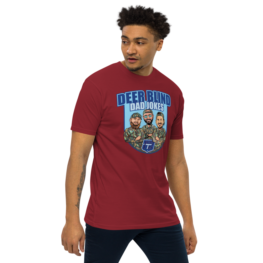 Icey-Tek Deer Blind Dad Jokes Men’s premium Heavyweight Tee