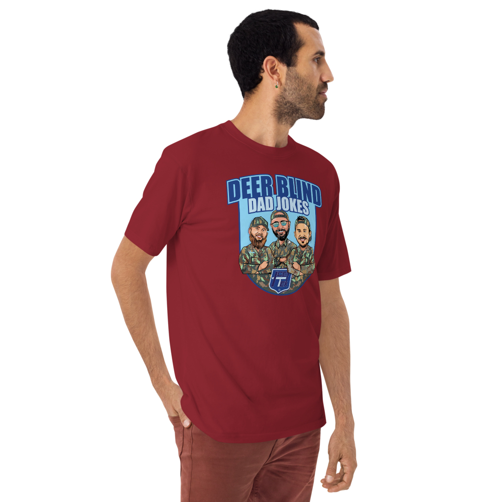 Icey-Tek Deer Blind Dad Jokes Men’s premium Heavyweight Tee