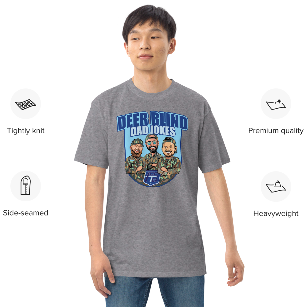 Icey-Tek Deer Blind Dad Jokes Men’s premium Heavyweight Tee