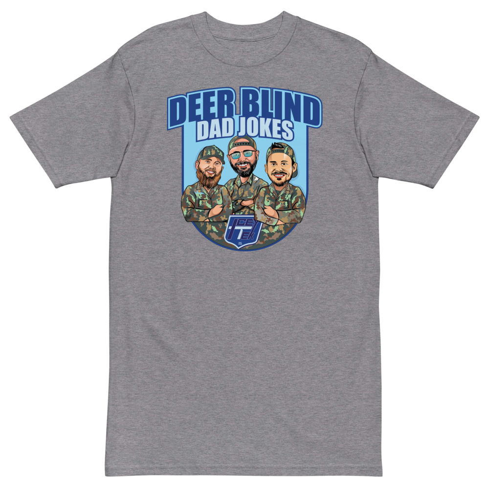 Icey-Tek Deer Blind Dad Jokes Men’s premium Heavyweight Tee