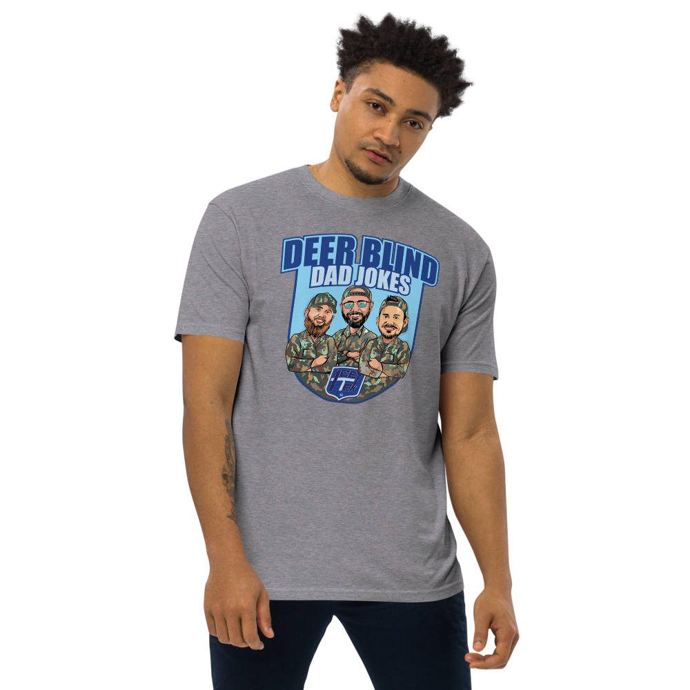 Icey-Tek Deer Blind Dad Jokes Men’s premium Heavyweight Tee