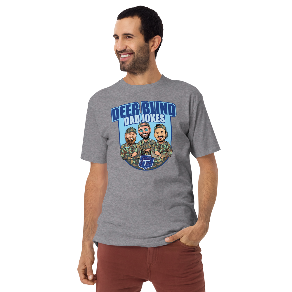 Icey-Tek Deer Blind Dad Jokes Men’s premium Heavyweight Tee