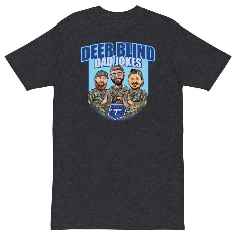 Icey-Tek Deer Blind Dad Jokes Men’s premium Heavyweight Tee