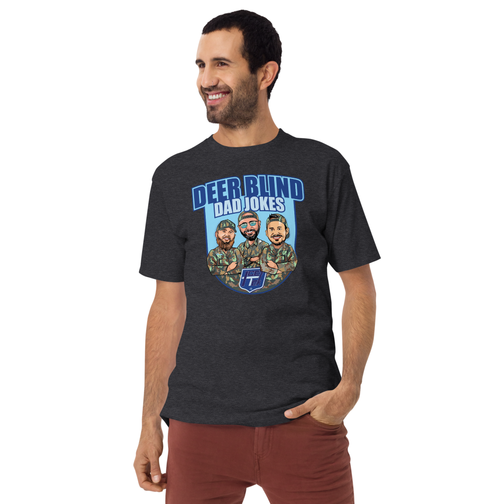 Icey-Tek Deer Blind Dad Jokes Men’s premium Heavyweight Tee