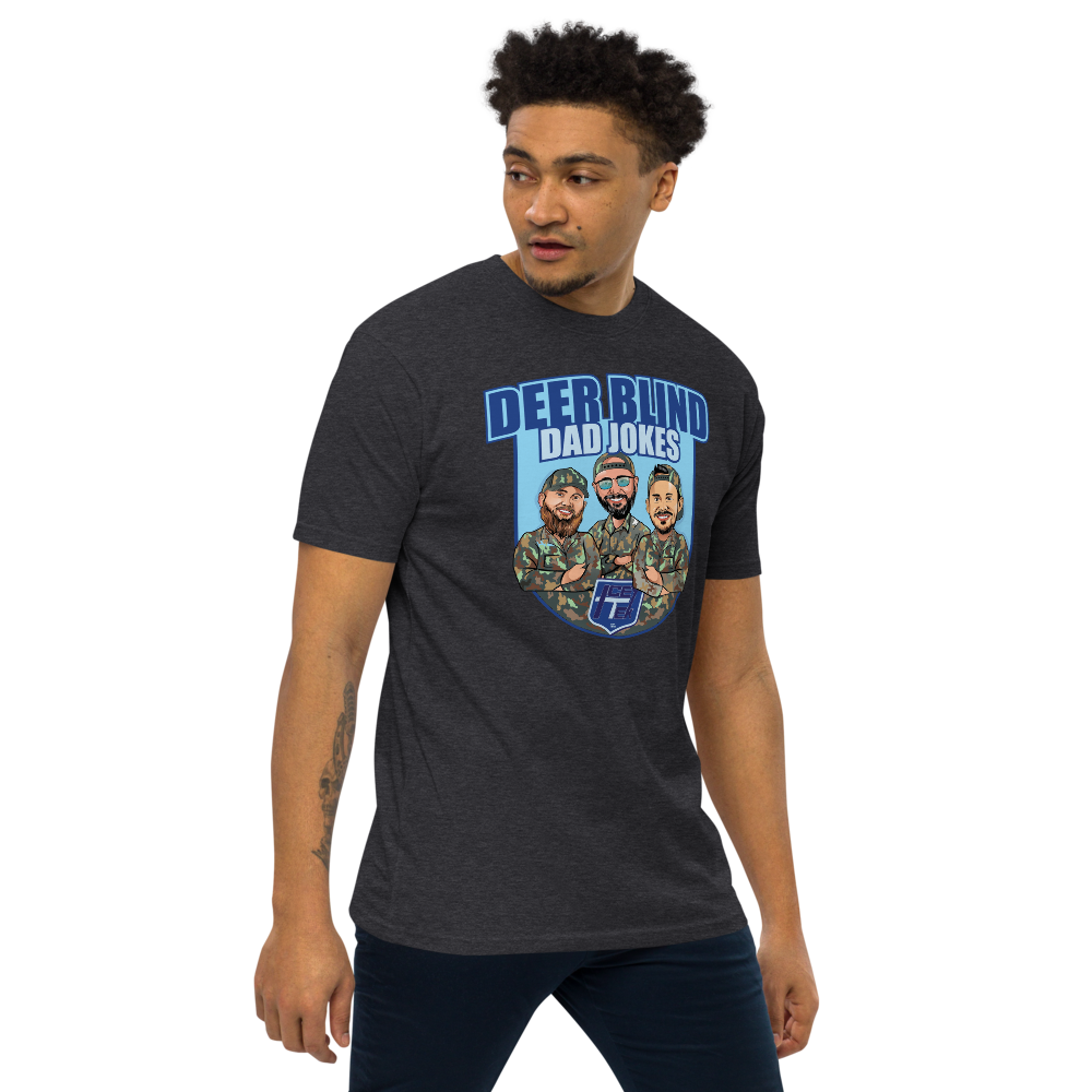 Icey-Tek Deer Blind Dad Jokes Men’s premium Heavyweight Tee