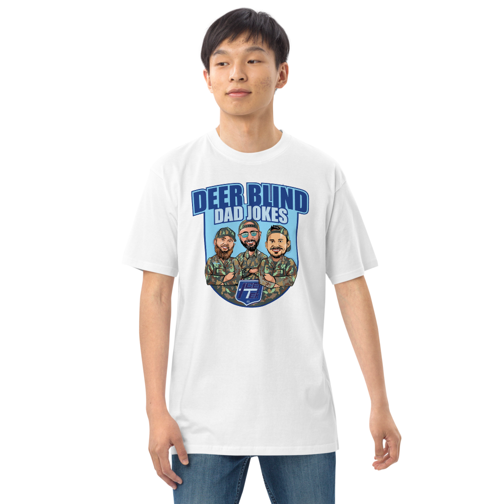 Icey-Tek Deer Blind Dad Jokes Men’s premium Heavyweight Tee