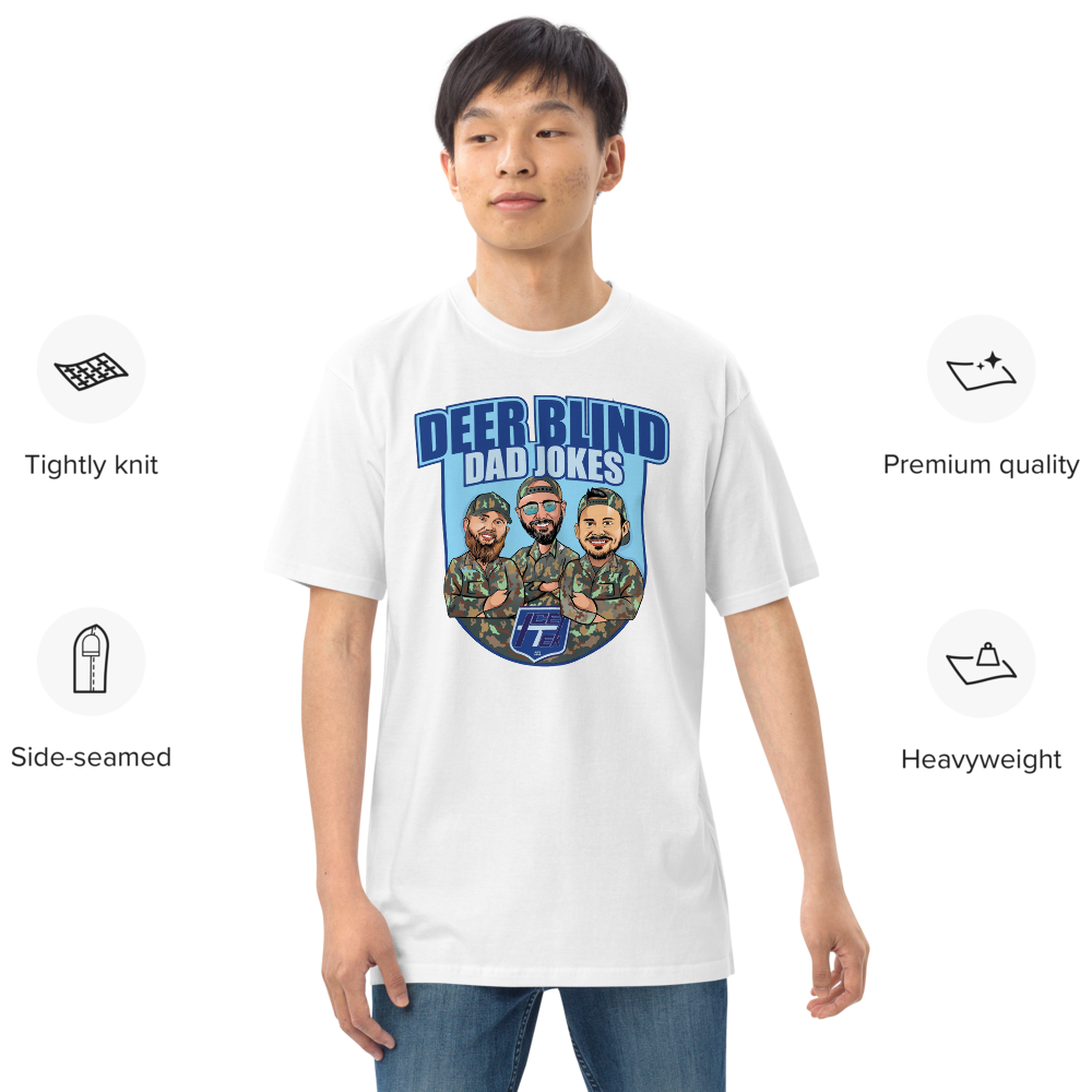 Icey-Tek Deer Blind Dad Jokes Men’s premium Heavyweight Tee