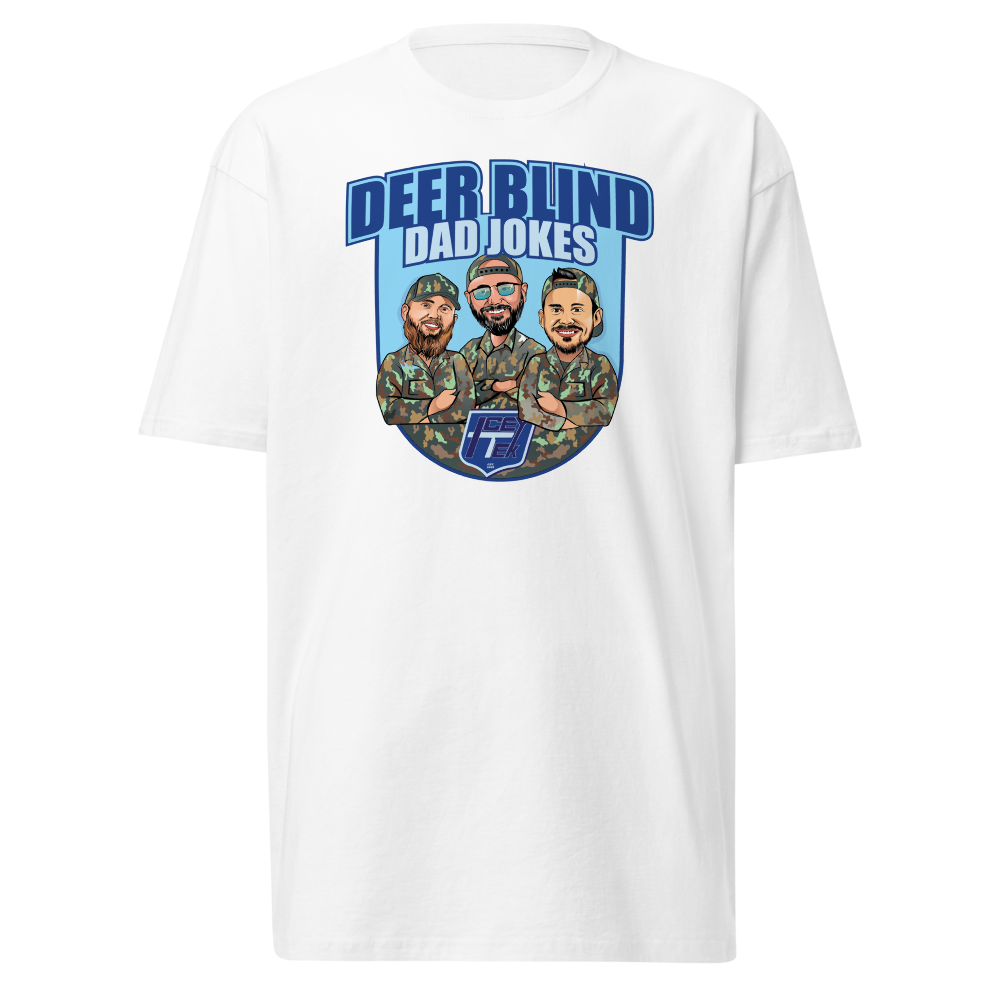 Icey-Tek Deer Blind Dad Jokes Men’s premium Heavyweight Tee