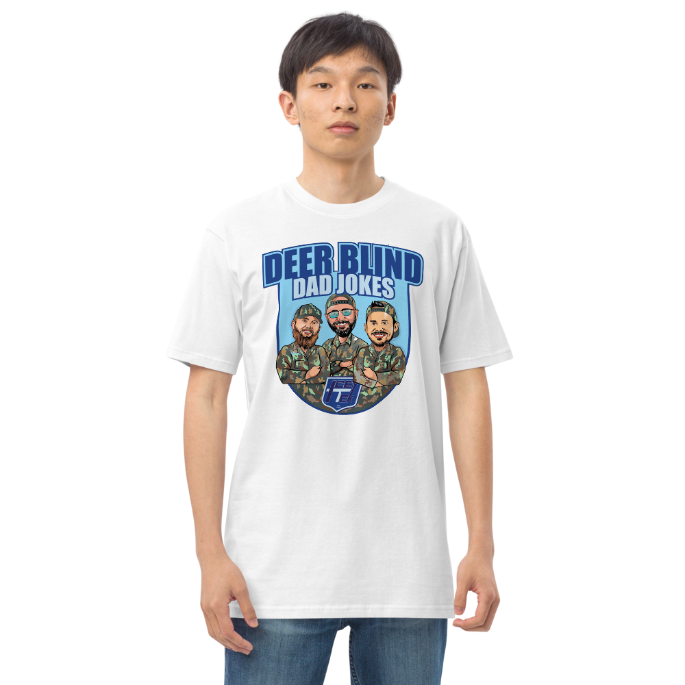 Icey-Tek Deer Blind Dad Jokes Men’s premium Heavyweight Tee