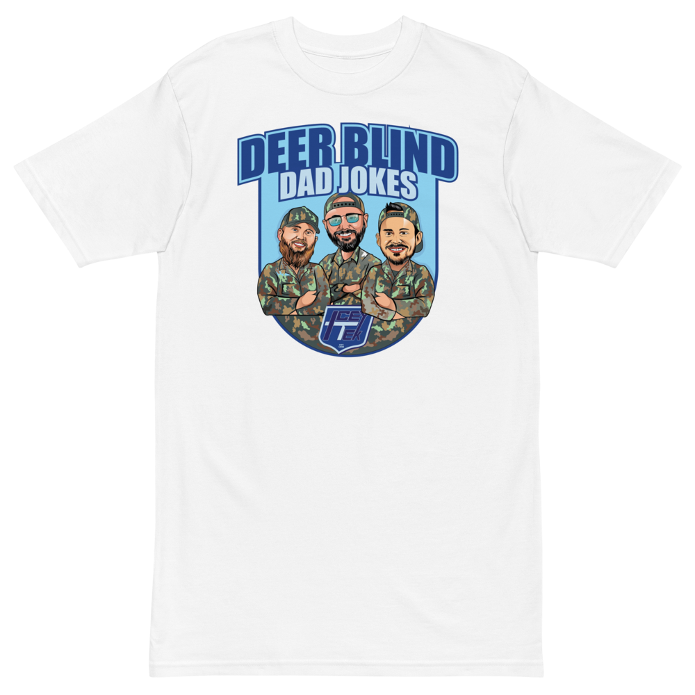 Icey-Tek Deer Blind Dad Jokes Men’s premium Heavyweight Tee