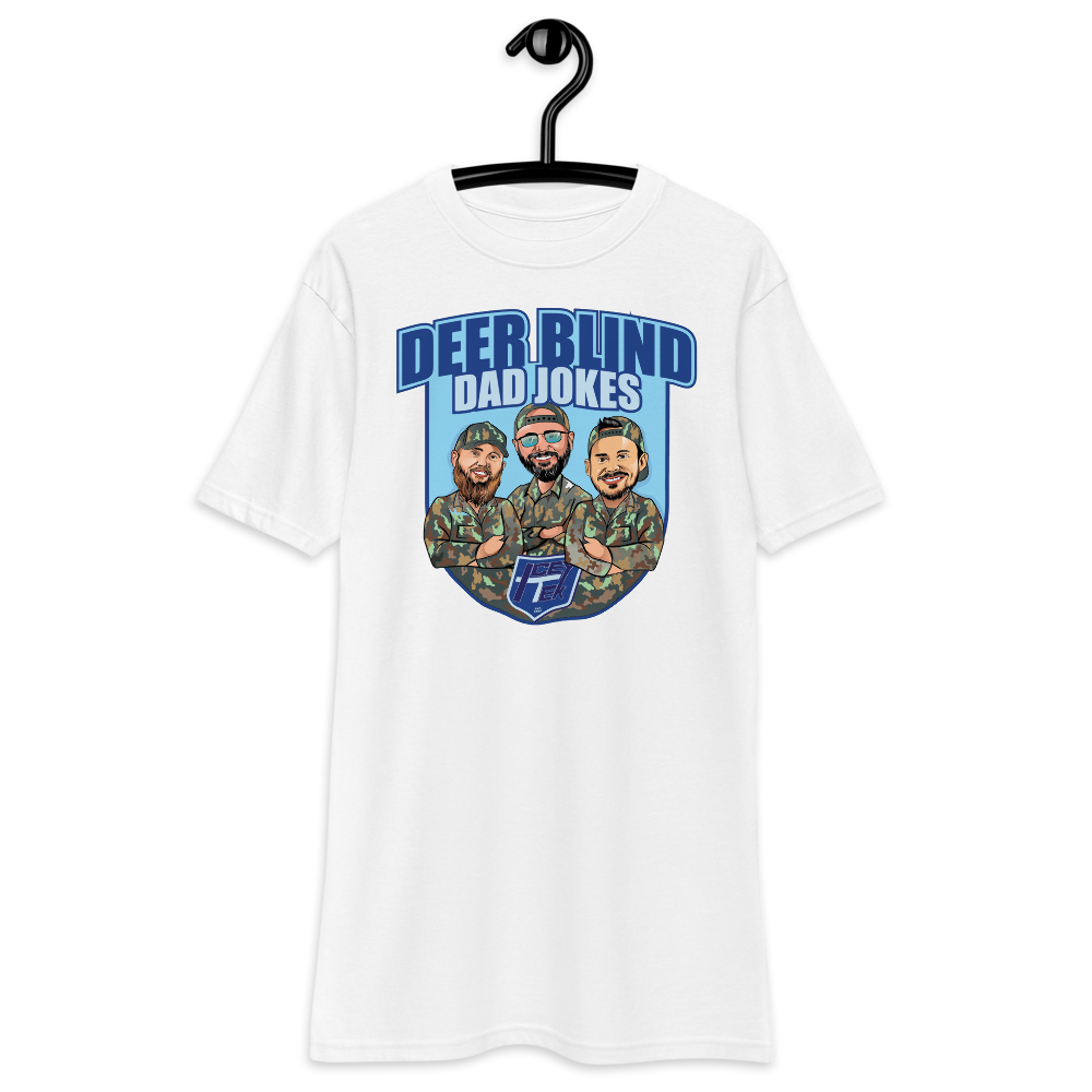 Icey-Tek Deer Blind Dad Jokes Men’s premium Heavyweight Tee