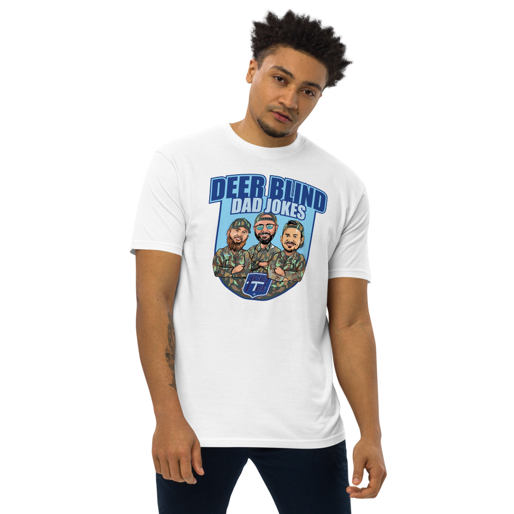 Icey-Tek Deer Blind Dad Jokes Men’s premium Heavyweight Tee