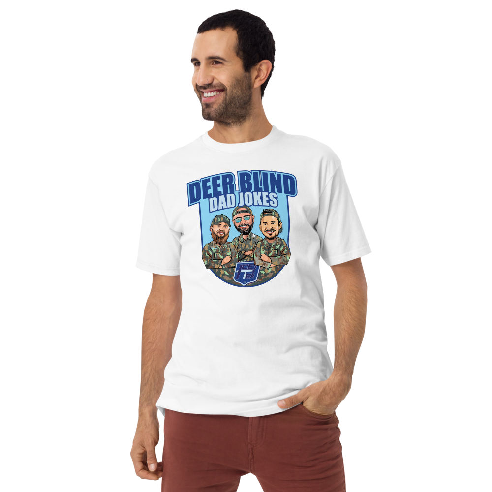 Icey-Tek Deer Blind Dad Jokes Men’s premium Heavyweight Tee