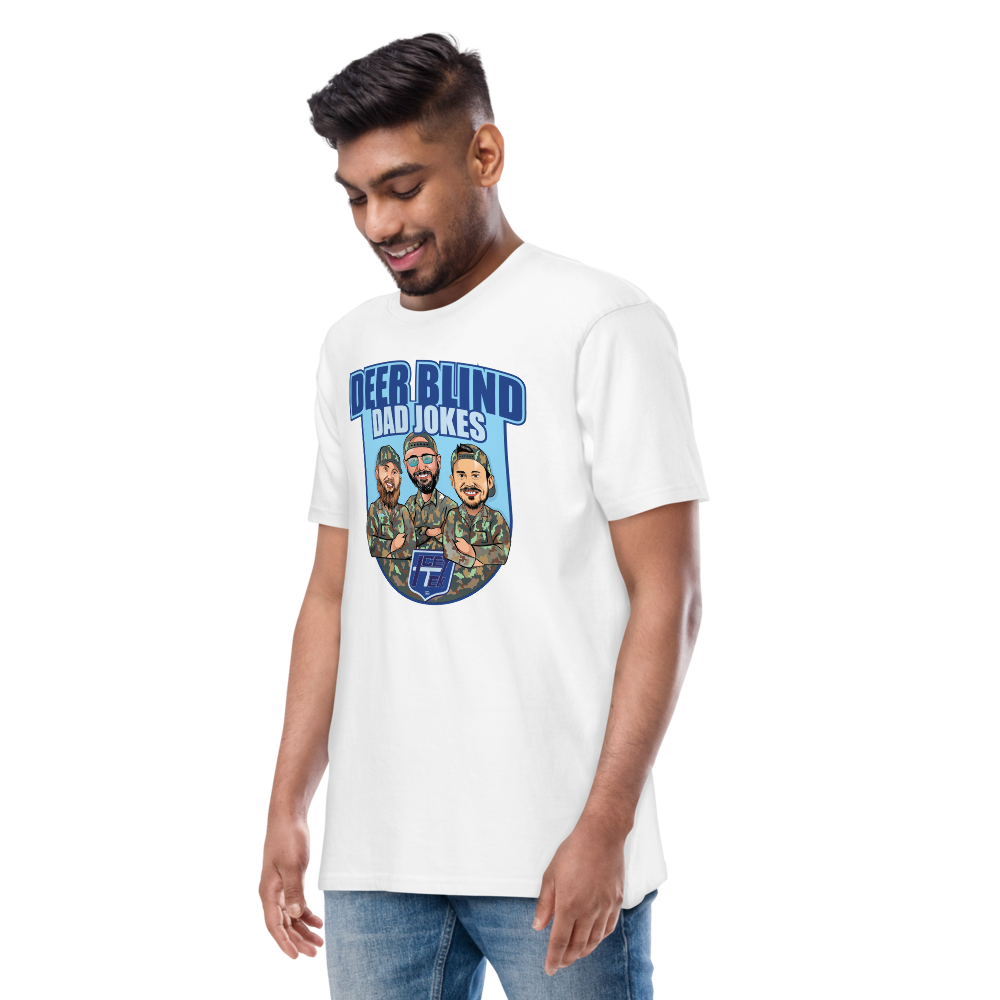 Icey-Tek Deer Blind Dad Jokes Men’s premium Heavyweight Tee