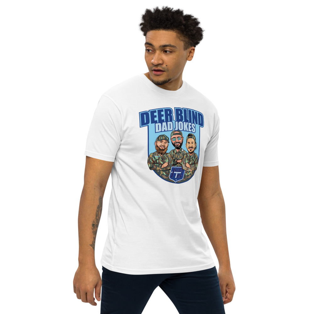 Icey-Tek Deer Blind Dad Jokes Men’s premium Heavyweight Tee