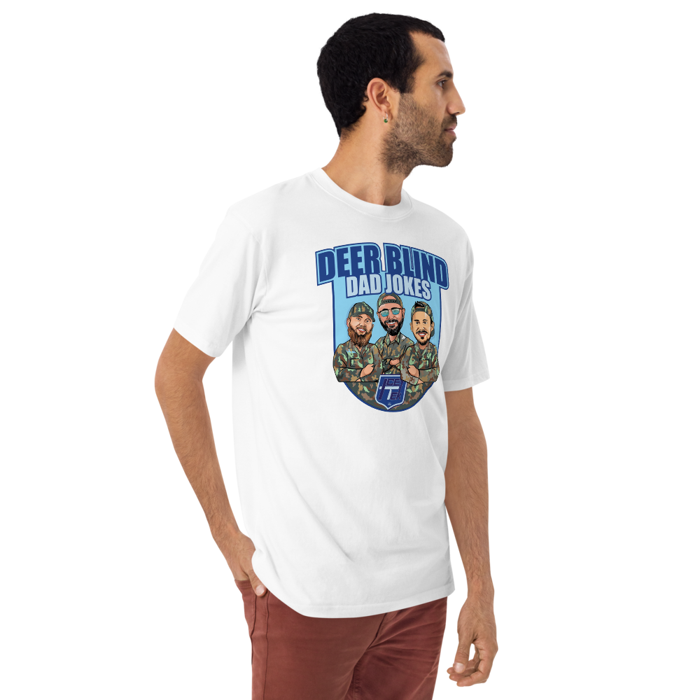 Icey-Tek Deer Blind Dad Jokes Men’s premium Heavyweight Tee