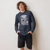 Icey-Tek Deer Blind Dad Joke Hooded Long-Sleeve Tee